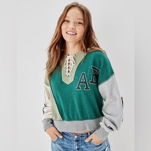 American Eagle varsity patchwork sweater